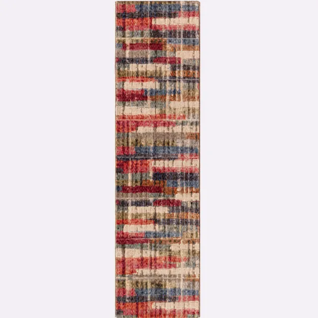 vloerkleed rood gemêleerd rood/ecru gemêleerd