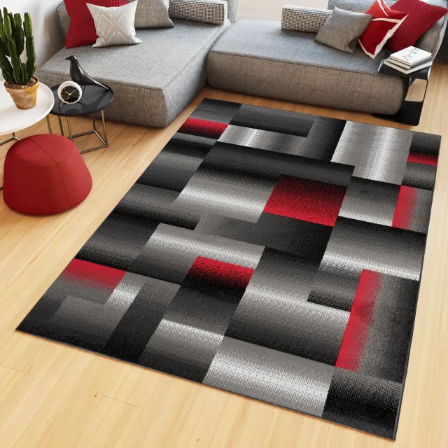 Tapiso Maya Vloerkleed Grijs Woonkamer Slaapkamer Tapijt Maat- 130x190 Grijs Rood Antraciet 3