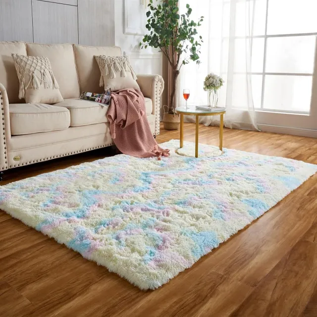 Ibenzoa Zachte, Kleurrijke Pluizige Tapijten - 80 x 120 cm - Perfect voor Woonkamer en Kinderkamer regenboog