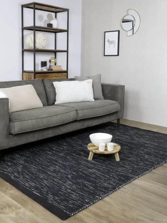 home collection MOMO Rugs Teppe Black Vloerkleed - 200x300 cm - Rechthoekig - Laagpolig, Structuur Tapijt - Industrieel, Modern, Scandinavisch - Wit, Zwart, Zwart_wit