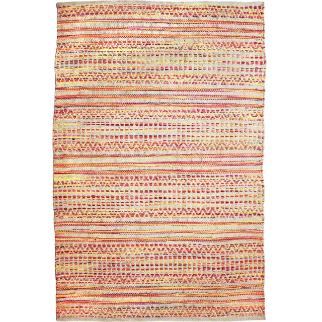 Padiro stijlvol laagpolig vloerkleed - bordeaux - modern streeppatroon - voor vloerverwarming - van jute en katoen rood