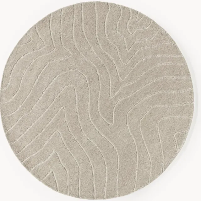 Westwing Collection Rond handgetuft wollen vloerkleed Aaron taupe
