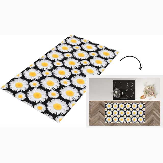 KitchenYeah Keukenloper - Loper keuken - Patronen - Daisy - Bloemen - 120x60 cm - Keukenloper vinyl Multicolor