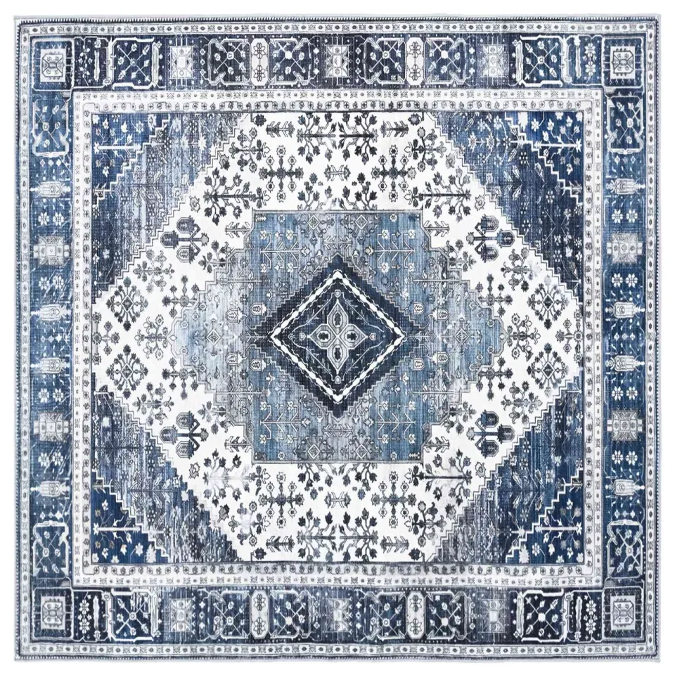 vidaXL Vloerkleed ORIZ Donkerblauw 240 x 240 cm 100% polyester Marineblauw