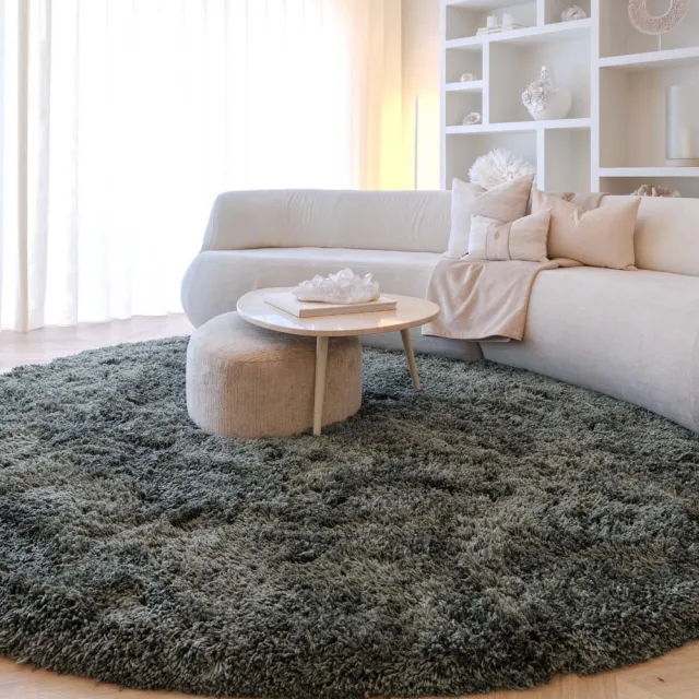 Nordic Weavers Shaggy vloerkleed rond - Sveve mosgroen 80