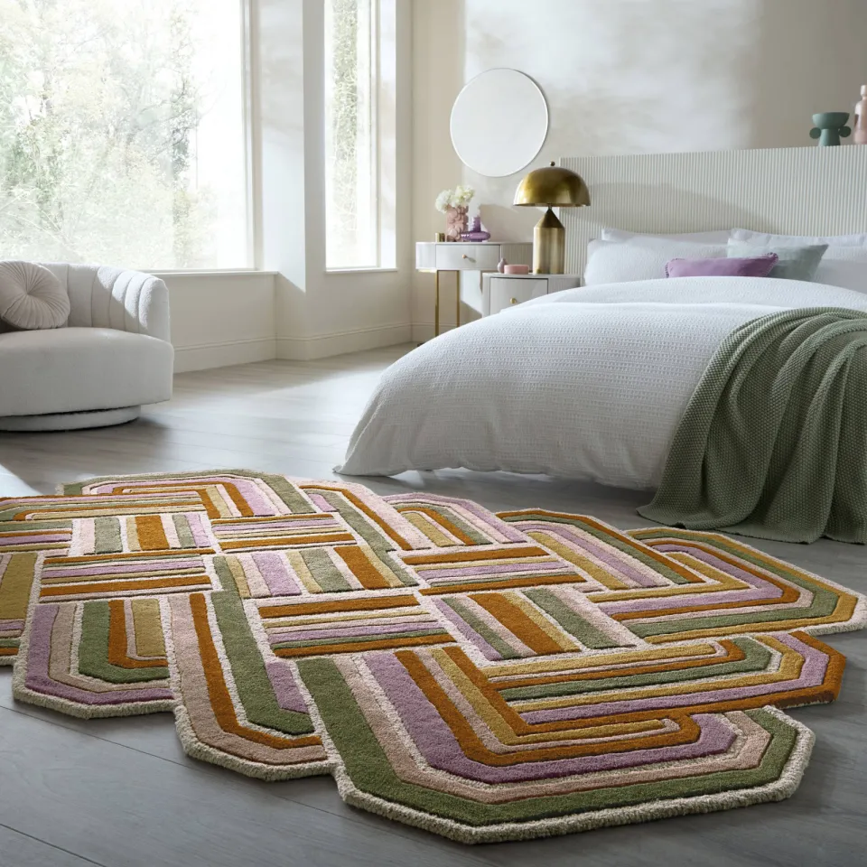 Flair Rugs Lattice Shaped wollen vloerkleed meerkleurig lila, foto 2