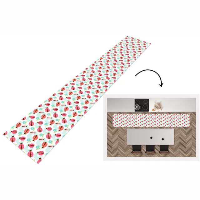 KitchenYeah Keukenloper - Keukenmat - Meiden - Lieveheersbeestje - Bloemen - Patronen - Keuken vloerkleed Multicolor
