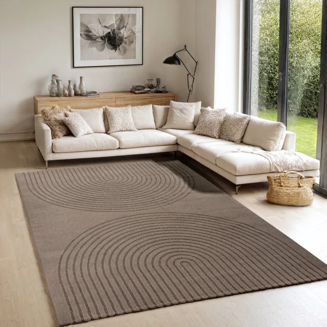 the carpet Elisa – zacht hoogpolig woonkamer vloerkleed, modern design tapijt met geometrisch patroon, bruin, 120 x 160 cm