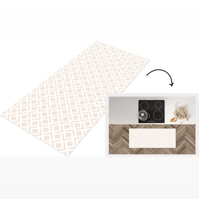 KitchenYeah Keukenloper - Loper keuken - Patronen - Abstract - Beige - Geometrie - Keukenloper vinyl Multicolor