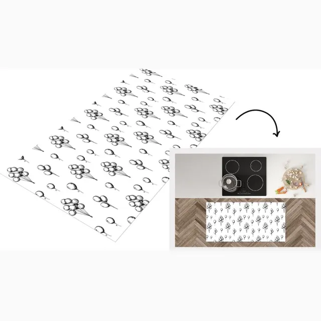 KitchenYeah Keukenloper - Loper keuken - Ballon - Patronen - Zwart Wit - 120x60 cm - Keukenloper vinyl