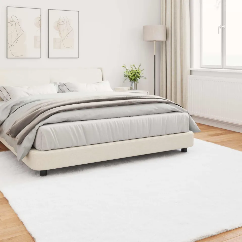 vidaXL Antislip vloerkleed van imitatie konijnenbont OLITE Wit, foto 3