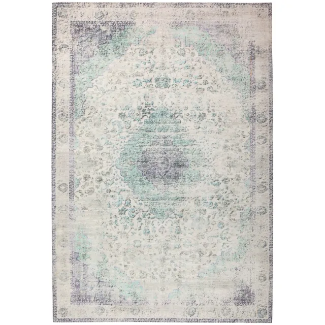 Padiro elegant laagpolig vloerkleed 140 x 200 cm - crème / offwhite - vintage patroon - voor vloerverwarming - van modacryl en katoen beige