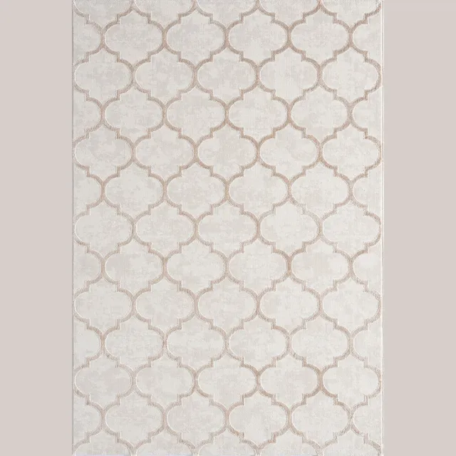 the carpet Vloerkleed Knight Elegant, Hoge kwaliteit, Woonkamerkleed, Zachte korte pool, 3-D effect, Glanzende design elementen, Hoog-Laag structuur, Beige, 200 x 290 cm