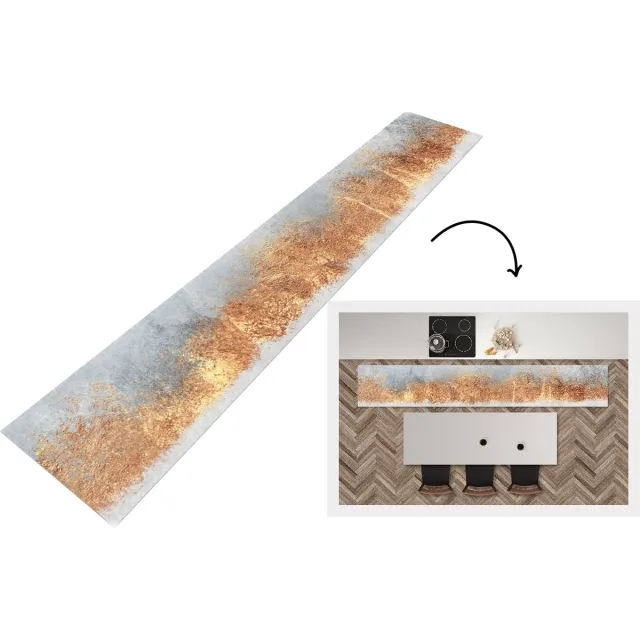 KitchenYeah Keukenloper - Loper keuken - Goud - Abstract - Design - Keukenloper vinyl Multicolor