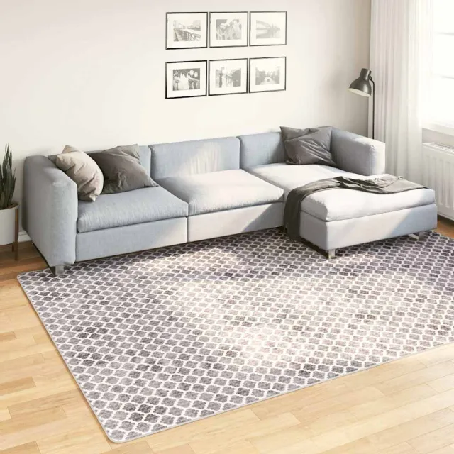 vidaXL Vloerkleed wasbaar 190x300 cm grijs en wit, foto 2
