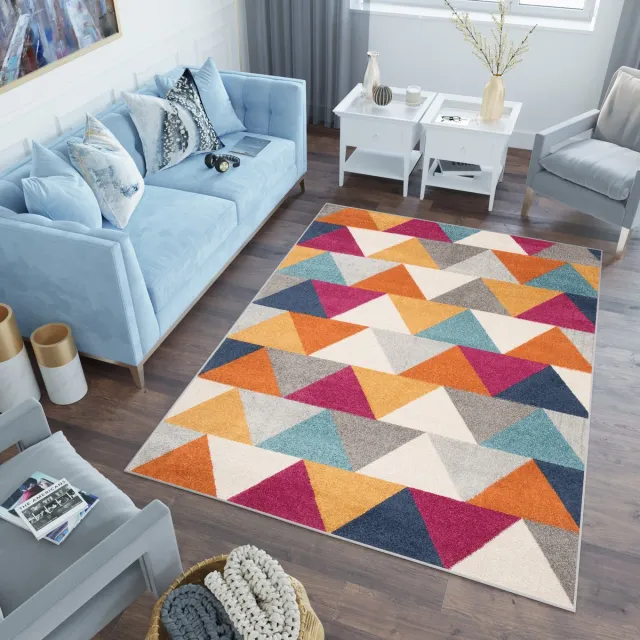 Tapiso Lazur Vloerkleed Grijs Modern 3D Woonkamer Tapijt Grijs Oranje 2