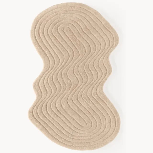Westwing Collection Handgetuft wollen vloerkleed Aliza in organische vorm Beige
