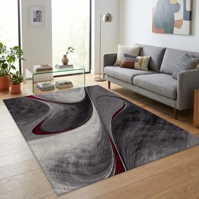 TapisTrend Designer tapijt Rood 160x230 cm Modern abstract vloerkleed met een vloeiend patroon dat op marmer lijkt en grafische rondingen