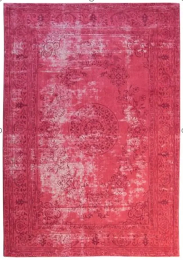 Padiro elegant laagpolig vloerkleed 80 x 150 cm - bordeaux - vintage patroon - voor vloerverwarming - van katoen en polyester rood