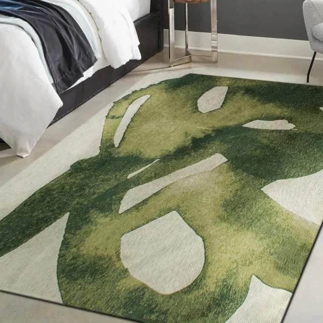 LOLA&MOI Binnen & Buiten Vloerkleed - 240 x 340 cm - Lola&Moi Swing Sand Forest - Laagpolig Tapijt - Gerecycled PET - Made in Belgium - Circulair groen