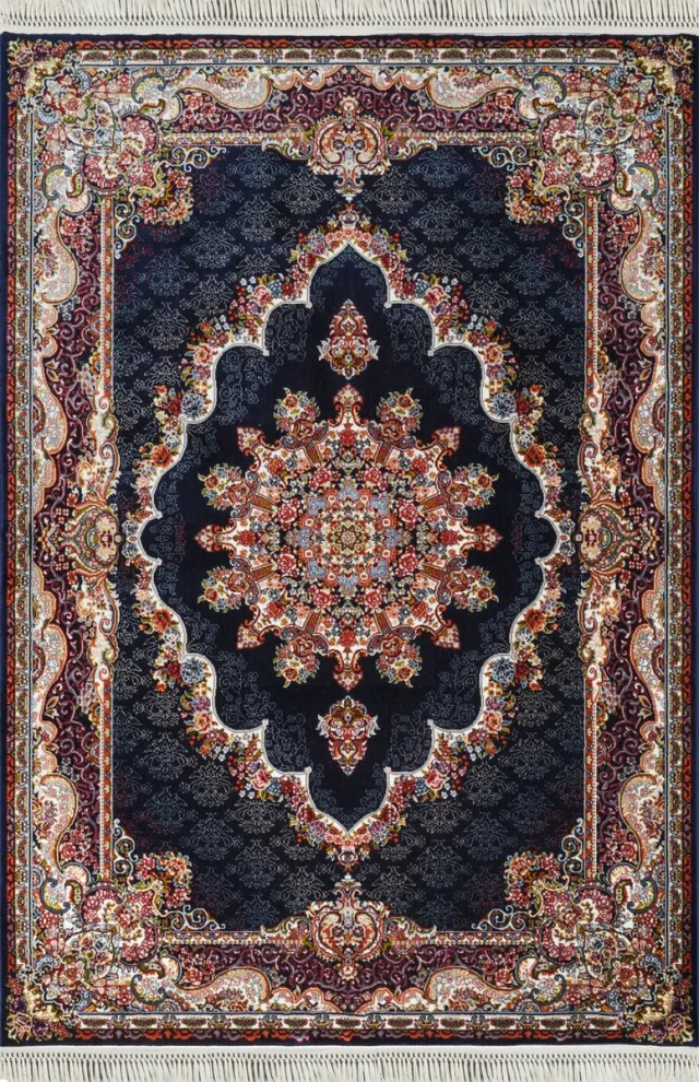 Muratap Isfahan Oosters Vloerkleed Klassiek Vintage Tapijt Blauw Navy- 80x400 CM
