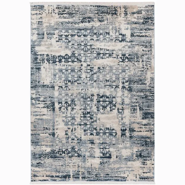 Dutch XXL Vintage Vloerkleed | Tapijt | Adela | Geometrisch | Blauw | 80x150 cm
