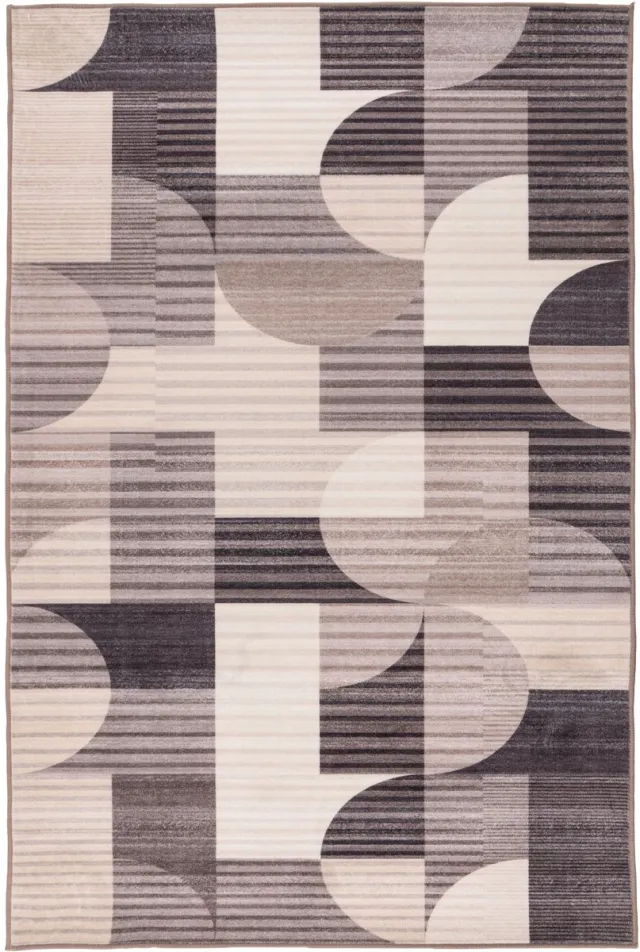 Padiro design laagpolig vloerkleed 160 x 230 cm - lichtbeige - modern abstract ontwerp - voor vloerverwarming - van polyester