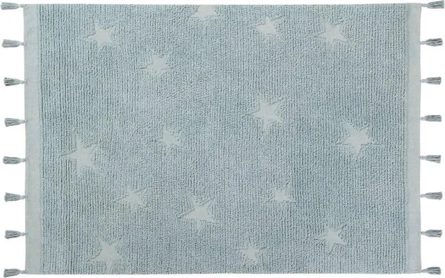 Lorena Canals vloerkleed Hippy Stars - 120 x 175 cm - aqua blue blauw