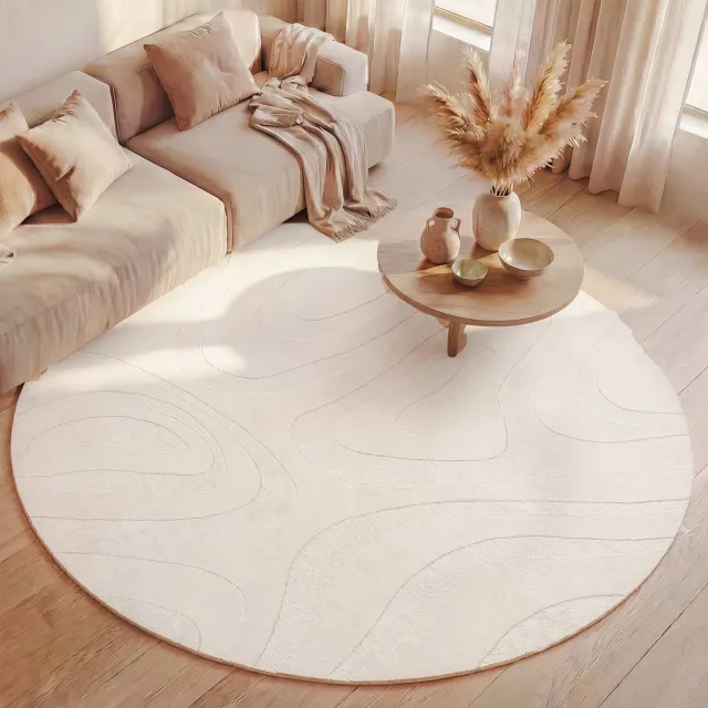 Fraai Rond Scandinavisch vloerkleed - Charm Shapes Wit - Ø 80cm