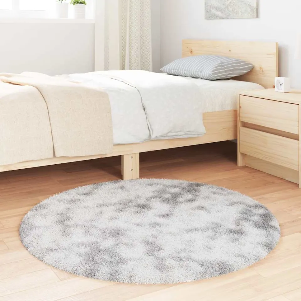 vidaXL Hoogpolig vloerkleed NAVARRA 100x100 cm polyester zilvergrijs, foto 3