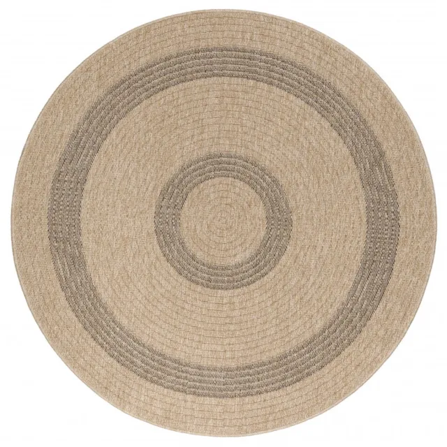 Ayyildiz Vloerkleed Comilla – Zwart/Beige – Laagpolig & Modern – Voor Binnen & Buiten – 200x200 cm rond