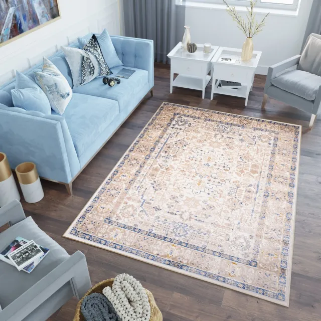 Tapiso Asthane Vloerkleed Creme Vintage Modern Woonkamer Tapijt