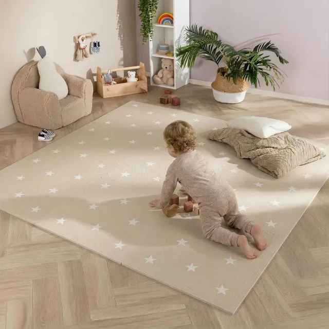 Little Olly Foam puzzelmat - Alfie XL Stars Grijs/Beige - 180x180cm