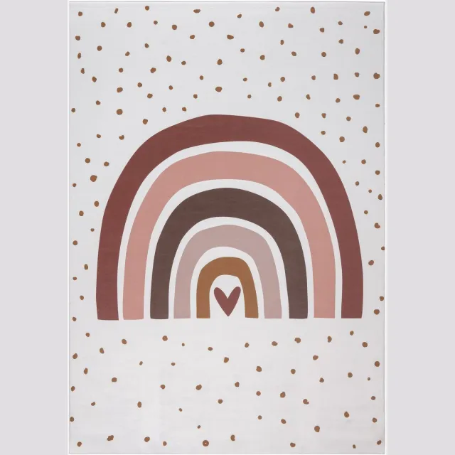 Muratap Kindervloerkleed Boho Regenboog Creme Multi Wasbaar Antislip- 160x230 CM