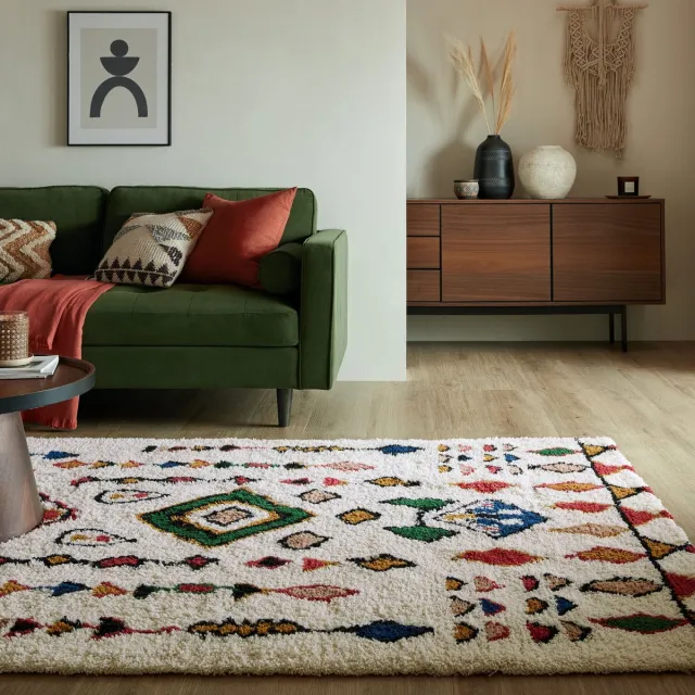 flycarpets Hoogpolig vloerkleed - Berber Design Fes - 100% Wol - Shaggy - Multi 200 x 290 cm