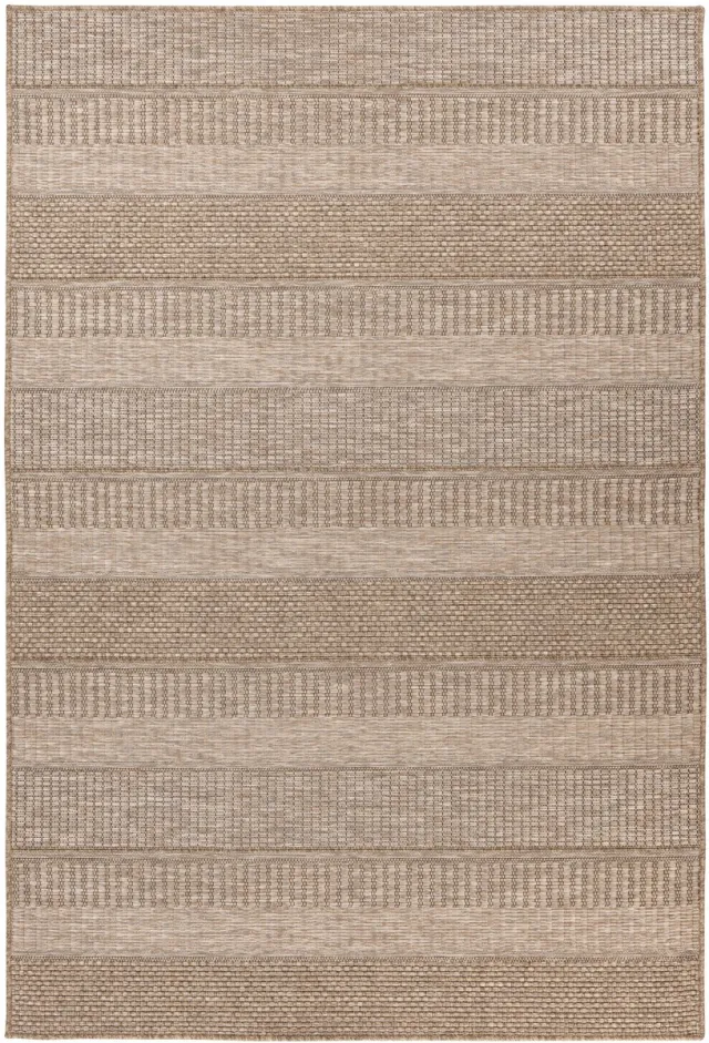 Padiro stijlvol platgeweven vloerkleed 80 x 150 cm - lichtbeige - modern streeppatroon - voor binnen en buiten - voor vloerverwarming - van polypropyleen