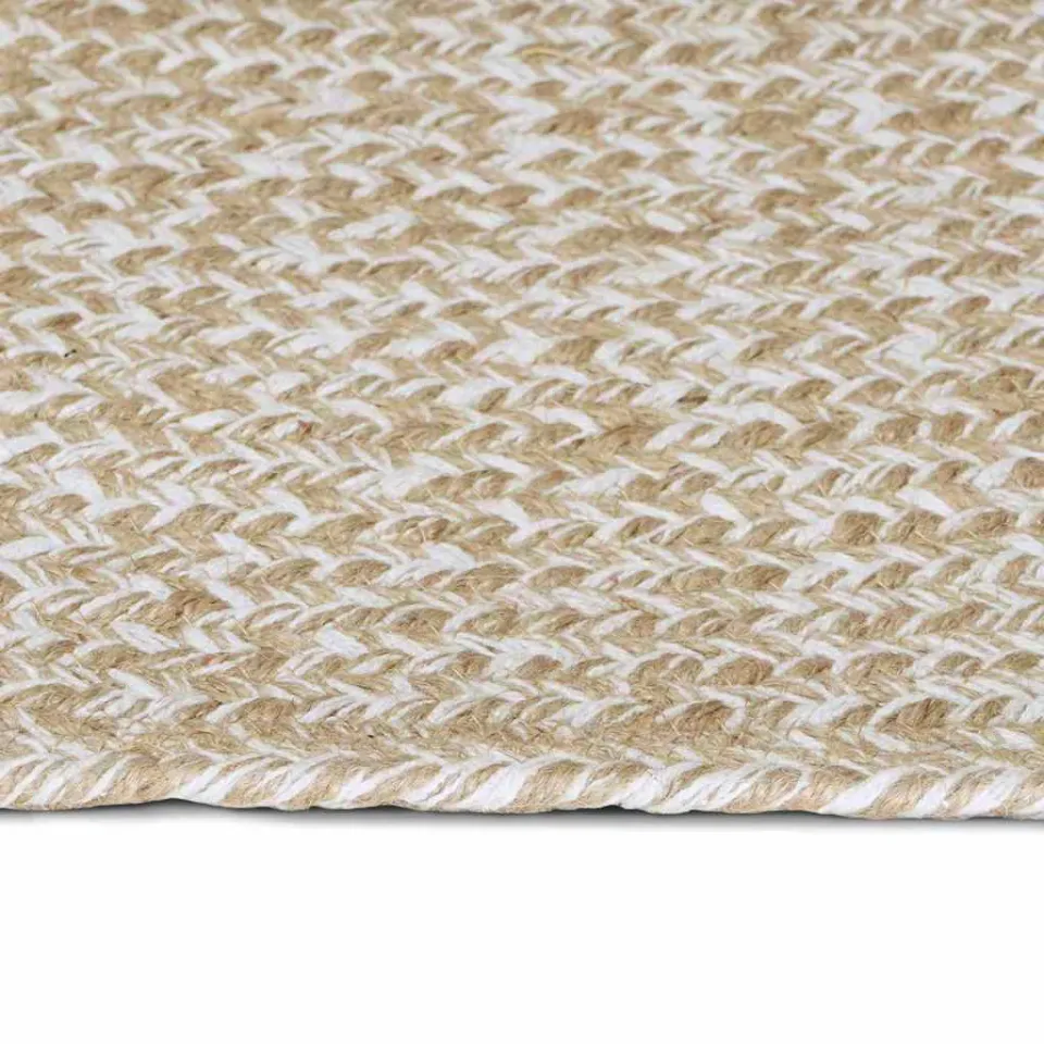 vidaXL Gebied Tapijt Natuurlijk en Wit 100 x 200 cm Jute, foto 4