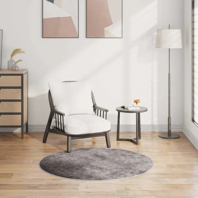 vidaXL Vloerkleed wasbaar ø120 cm grijs