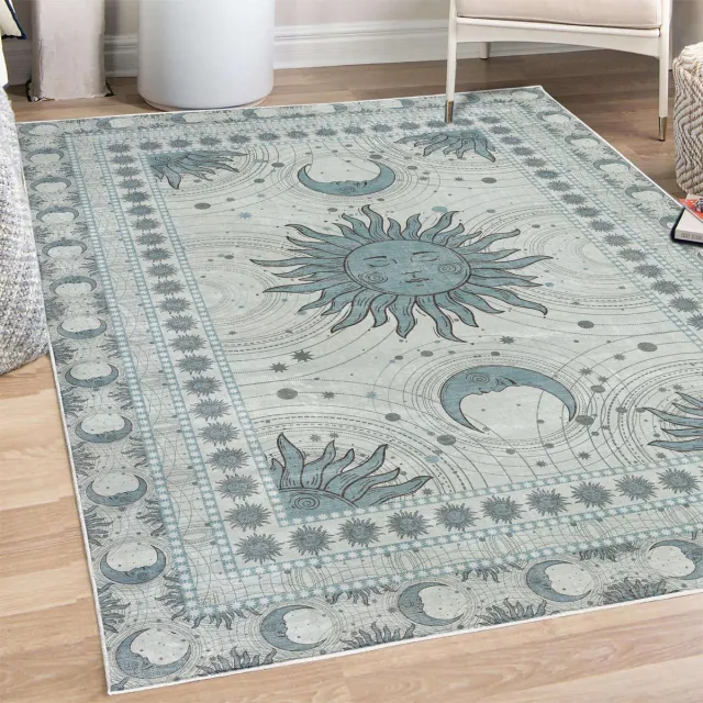 ABAKUHAUS Vloerkleed - Woonkamer Tapijt – zon en maan – 69x114 cm – Zee