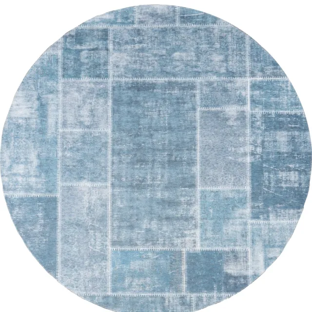 Veer Carpets Karpet Mijnen Rond Grijs/Blauw ø120 cm