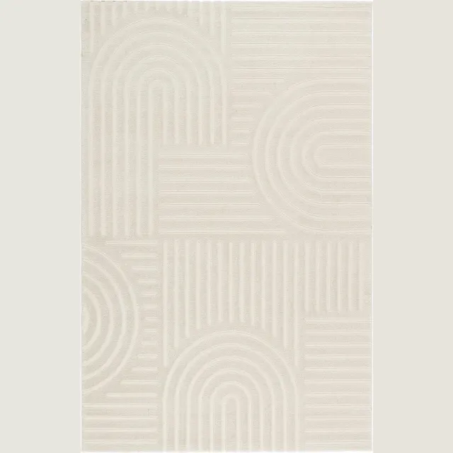 TESSO LIVING Modern Laagpolig Vloerkleed in Boho Stijl – 200 x 290 cm – Crème – Premium Woonkamer Tapijt – Japans Design met Duurzame Jute onderkant Off White