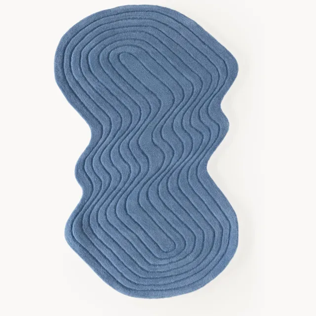 Westwing Collection Handgetuft wollen vloerkleed Aliza in organische vorm Blauw