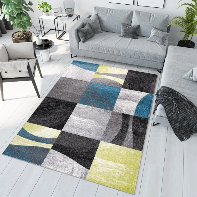 Tapiso Jawa Vloerkleed Grijs Groen Blauw Woonkamer Tapijt Grijs Geel 3