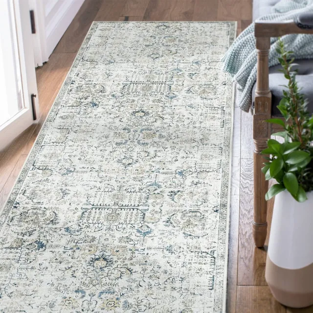 Ibenzoa Vintage Boho Loper Tapijt met Antislip Onderkant voor Huis en Keuken, 60 x 180 cm vintage blauw