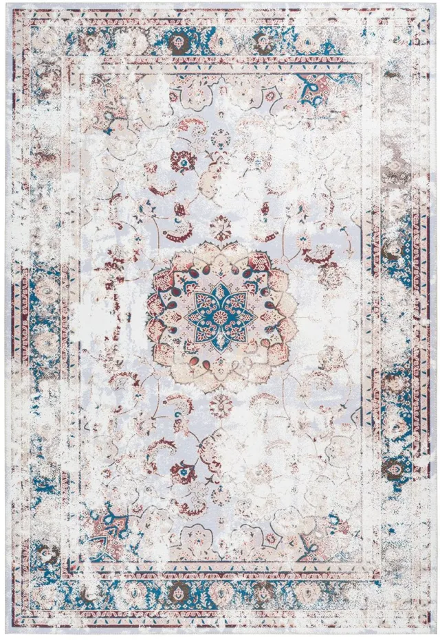 Padiro elegant laagpolig vloerkleed 120 x 170 cm - lichtbeige - oosters vintage patroon - voor vloerverwarming - van polyester en katoen