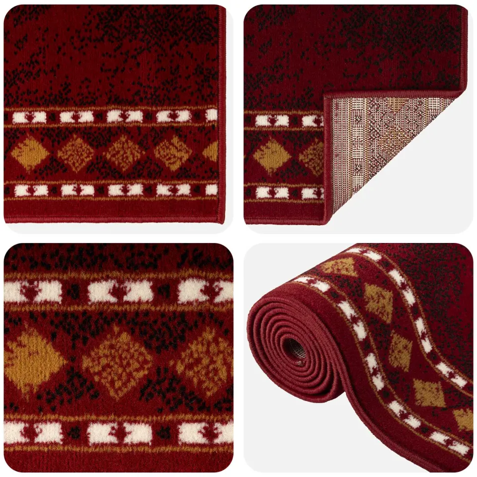 vidaXL Tapijtloper FLORNES Geweven Rood Diamanten 100 x 250 cm PP 7 mm, foto 3
