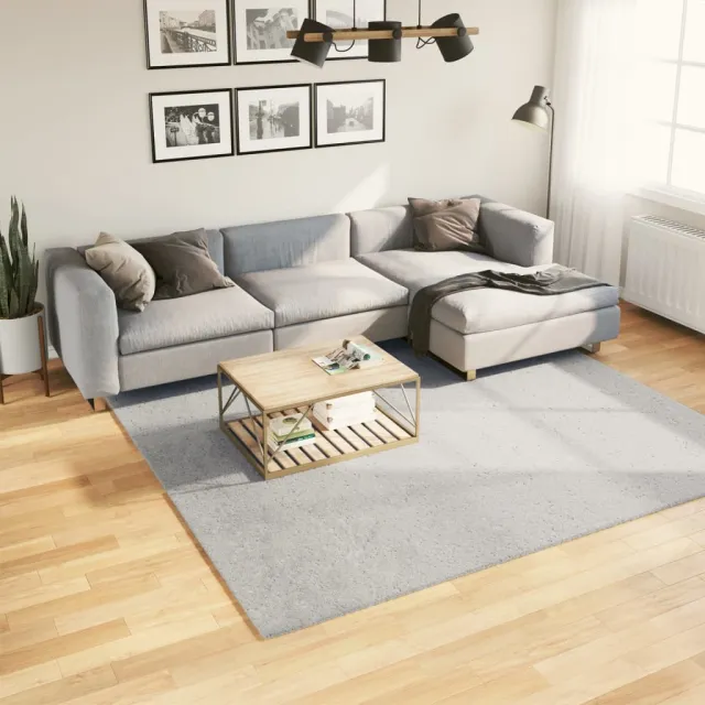 vidaXL Vloerkleed HUARTE laagpolig zacht wasbaar 240x240 cm grijs