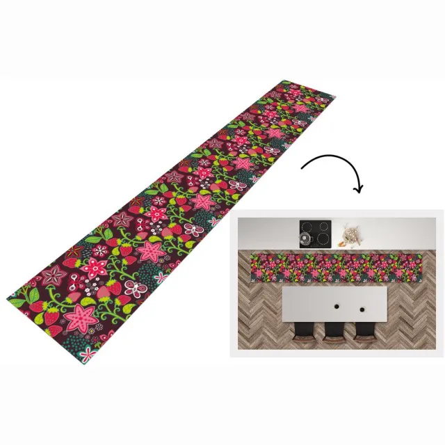KitchenYeah Keukenloper - Loper keuken - Meisjes - Fruit - Bloemen - Patronen - 300x50 cm - Keukenloper vinyl Multicolor