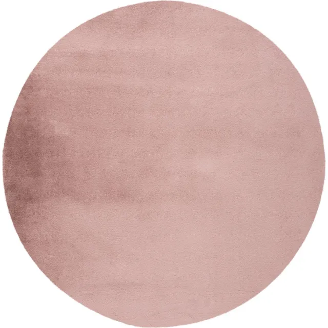 Padiro rond laagpolig vloerkleed met zachte uitstraling Ø 120 cm - oudroze - modern effen ontwerp - met een zachte uitstraling - voor vloerverwarming - van polyester en katoen