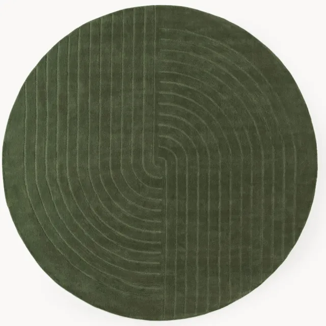 Westwing Collection Rond wollen vloerkleed Mason, handgetuft Groen